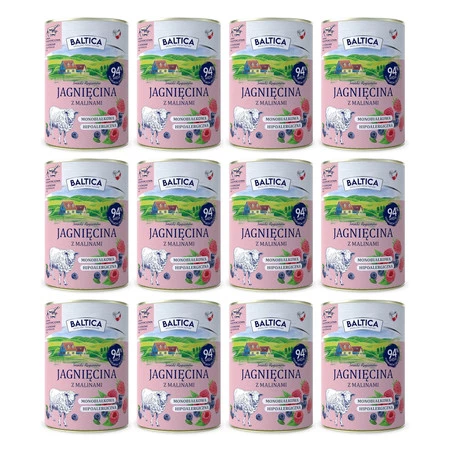 Zestaw 12x Baltica Smaki Regionów Jagnięcina Z Malinami  - Karma Mokra Dla Psa - 400g