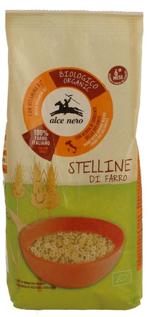 6 mc MAKARON Z PŁASKURKI GWIAZDKI Z WITAMINĄ B1 BIO 500 g - ALCE NERO