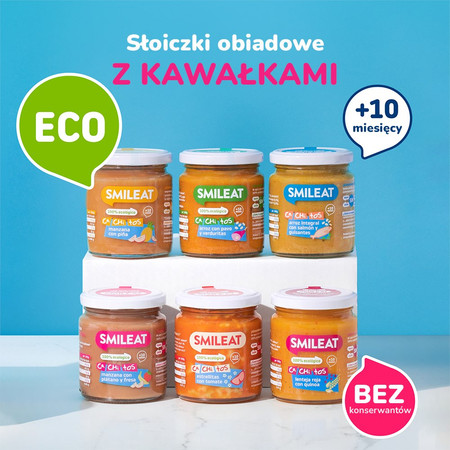 Smileat, BIO Słoiczek z ryżem i indykiem z warzywami, małe kawałki 10m+, 230g