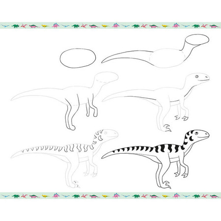 Janod Zestaw kreatywny Rysowanie krok po kroku Dinozaury 20 rysunków 7+