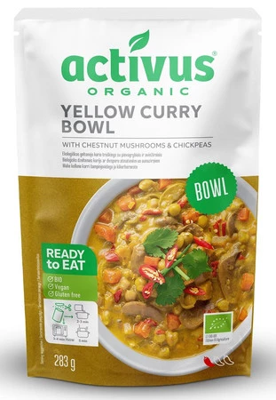 Activus Danie żółte curry z brązowymi pieczarkami i ciecierzycą bezglutenowe BIO 283 g