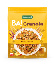 Bakalland BA! Granola 5 ziaren z miodem 300g pełnoziarnista