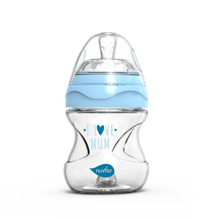 Nuvita, Butelka szklana antykolkowa niebieska, 140ml