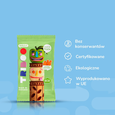 Smileat Triboo, BIO Sminolas, Żelki owocowe bez cukru Jabłko, 25g