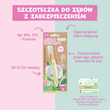 Jack N' Jill, Silikonowa szczoteczka do zębów, 12m+, STAGE 2