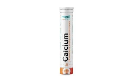 Medi Pharm − Calcium + kwercetyna o smaku pomarańczowym − 20 tabletek KRÓTKA DATA 08.2024