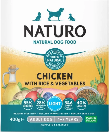 NATURO Adult Dog Light Kurczak Ryż Warzywa tacka 400g