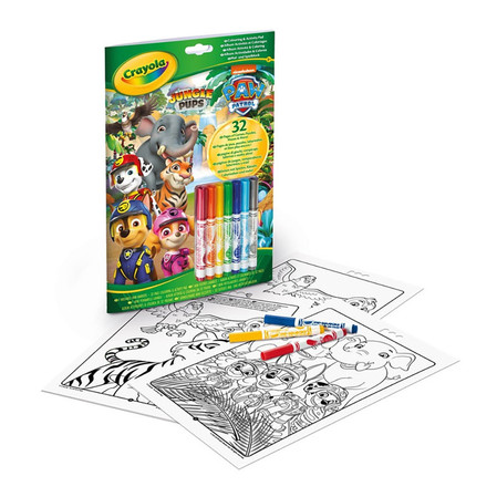 Crayola Kolorowanka dla dzieci z łamigłówkami i flamastrami Psi Patrol 3+
