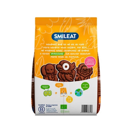 Smileat, BIO Ciasteczka z orkiszu, kakaowo-jabłkowe 10m+, 220 g