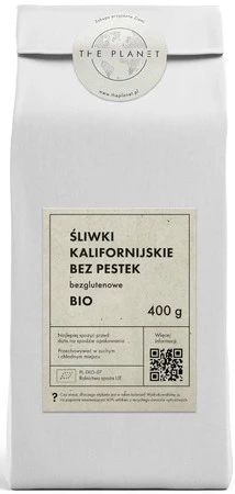 ŚLIWKI KALIFORNIJSKIE SUSZONE BEZGLUTENOWE BIO 400 g - THE PLANET