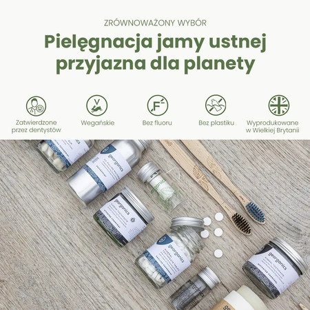Georganics, Mineralny proszek do mycia zębów, z naturalnym składem, do codziennej pielęgnacji, smak drzewa herbacianego, 60 ml