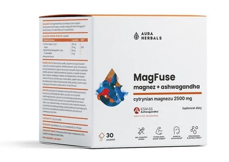 Aura Herbals MagFuse magnez ashwagandha 30 sasz