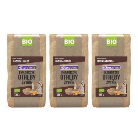 Zestaw: 3x OTRĘBY ŻYTNIE BIO 500 g - NATURAVENA