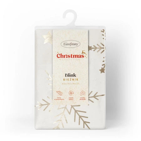 Bieżnik świąteczny na stół rozm.: 40 x140 cm, kolor biały welwetowy zdobiony