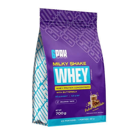 6PAK MILKY SHAKE WHEY odżywka białkowa koncentrat WPC 700g smak dubajska czekolada