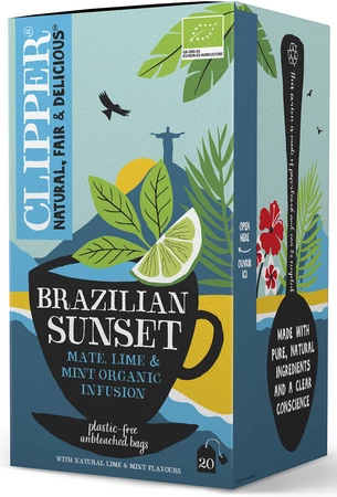 CLIPPER HERBATKA YERBA MATE Z MIĘTĄ I LIMONKĄ (BRAZILIAN SUNSET) BIO (20 x 2 g) 40 g