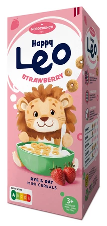NORDCRUNCH (HAPPY LEO) KÓŁKA ZBOŻOWE TRUSKAWKOWE DLA DZIECI 150 g