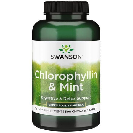Swanson Chlorofil z mietą 500 T Do ssania