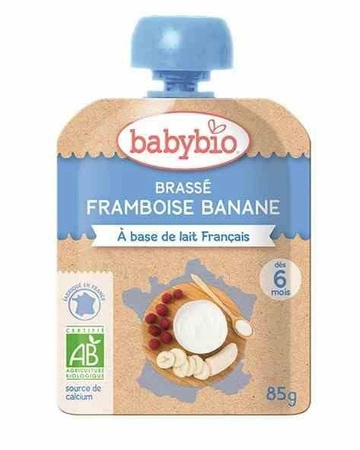Babybio − Deser jogurtowy malinowo-bananowy od 6 miesiąca BIO − 85 g