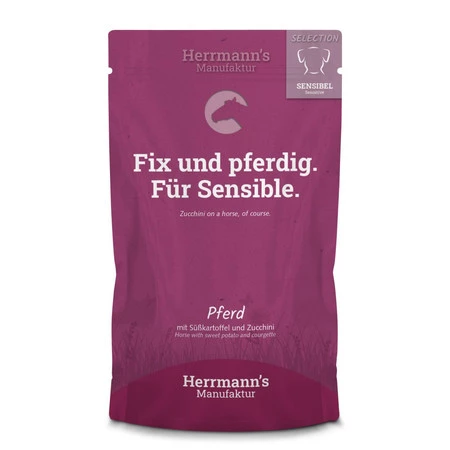 Zestaw 10x HERRMANN'S Selection Sensitive Dog Pferd - konina z cukinią i batatami (150g)