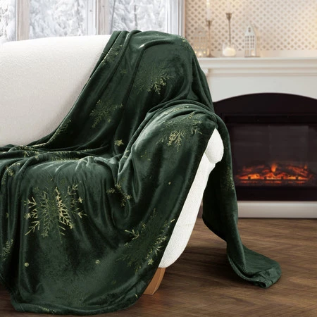 Koc świąteczny 150x200 cm zielono-złoty