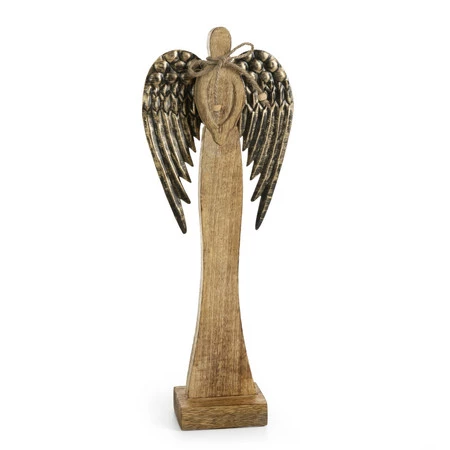 Świąteczna figurka dekoracyjna Anioł wym.: 19 x 8 x 42 cm, kolor: jasnobrązowy,