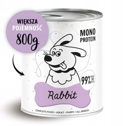 Paka Zwierzaka Pepe Rabbit 99% królik- karma mokra dla psa - 800g