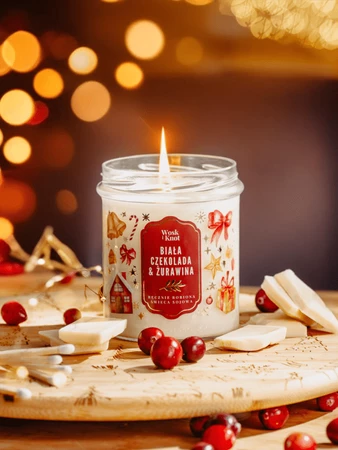 Woskiknot świeca sojowa Biała Czekolada & Żurawina
