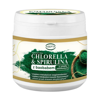 Asepta Chlorella & Spirulina z baobabem 150 g