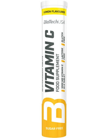 BioTech USA Vitamin C 20 tabl.musujących smak cytryna