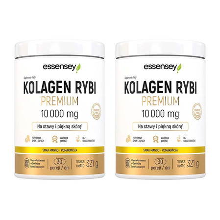 Zestaw 2x Essensey Kolagen Rybi Premium 10 000mg - 321g smak mango - pomarańcza