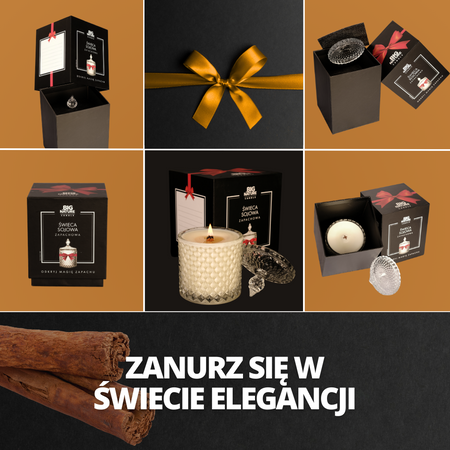 Świeca sojowa o zapachu CYNAMON 115g PREZENTOWA