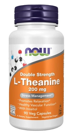 NOW FOODS Double Strength L-Theanine 200 mg - L-Teanina 200 mg 90 kaps.