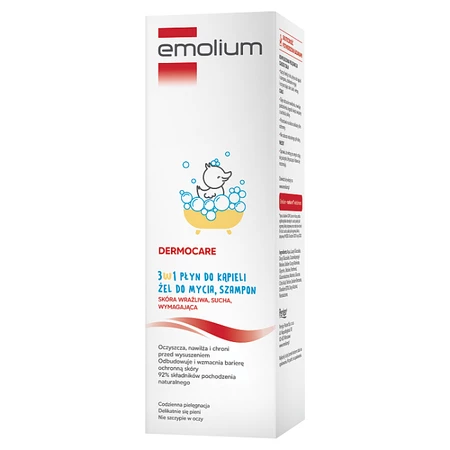 Emolium Dermocare 3w1 płyn do kąpieli żel do mycia szampon 400 ml