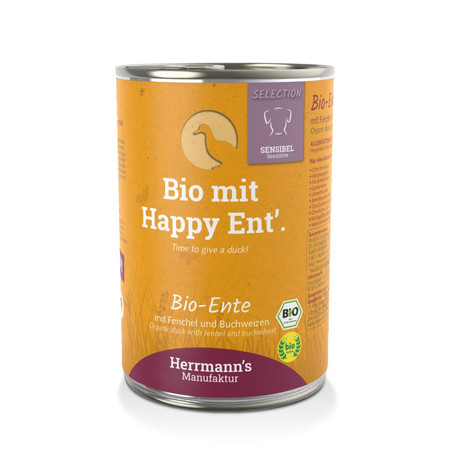 Zestaw 10x HERRMANN'S Selection Sensitive Dog Bio Ente - bio kaczka z koprem włoskim (400g)
