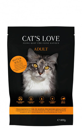 CAT'S LOVE Pute Wild - sucha karma dla kota z indykiem i dziczyzną (400g)