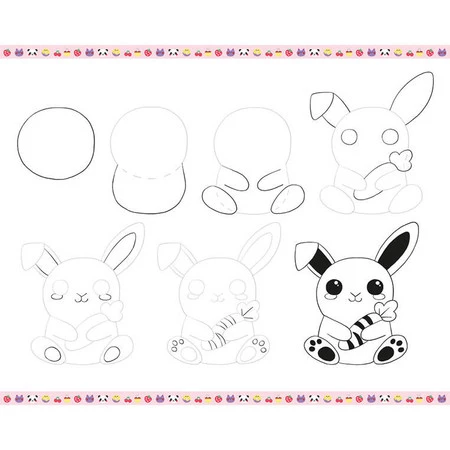 Janod Zestaw kreatywny Rysowanie krok po kroku Modele kawaii 20 rysunków 7+