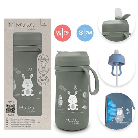 Nuvita, Bidon termiczny z ustnikiem Sage green, 350 ml