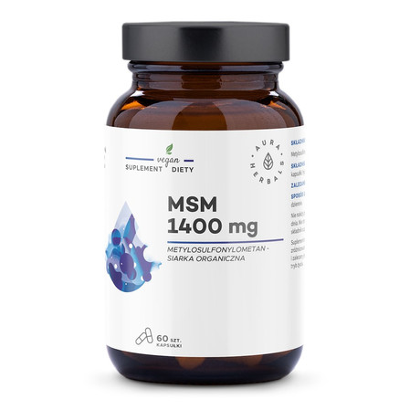 Aura Herbals MSM 1400 mg, siarka organiczna, 60 kaps.