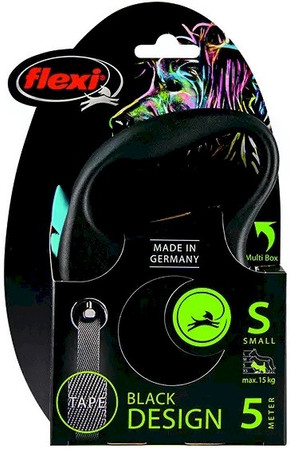 FLEXI BLACK Design Smycz taśmowa S / 5m niebieska