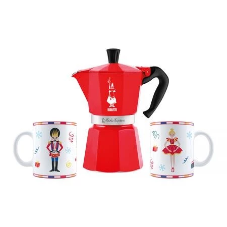 Bialetti - Zestaw Nutcracker kawiarka Moka Express 6tz + 2 kubki 300ml