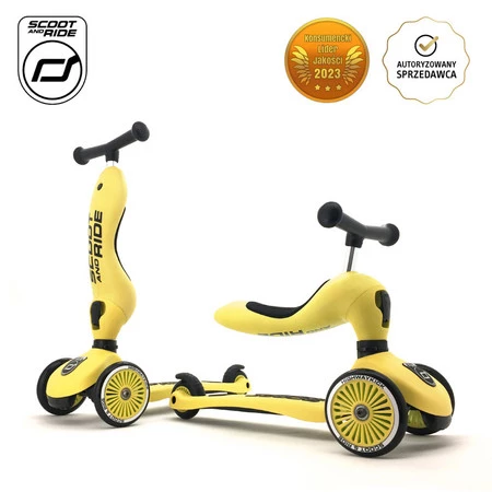 SCOOTANDRIDE Highwaykick 1 2w1 Jeździk i hulajnoga 1-5 lat Lemon