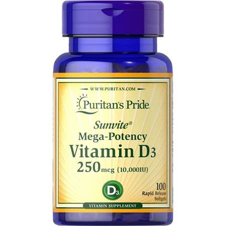 Puritans Pride Witamina D3 10 000 IU - 100 kaps.