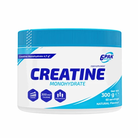 6PAK CREATINE MONOHYDRATE 300g JAR NATURAL