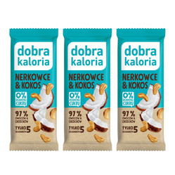 Zestaw: 3x Dobra Kaloria − Baton owocowy kokos & orzech − 35 g