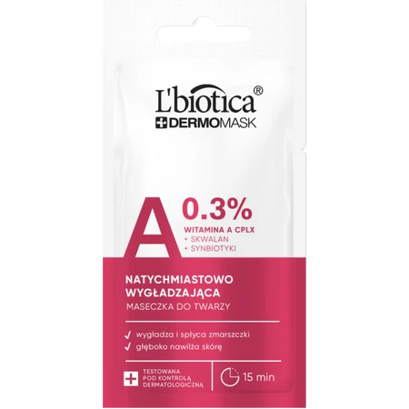 L'biotica Dermomask ekspresowo wygładzająca maska z witaminą A 8ml