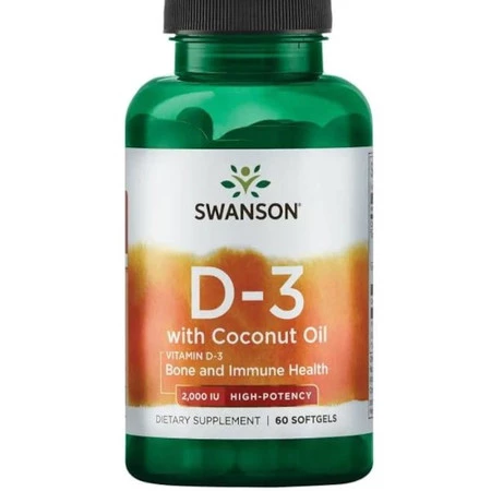 Swanson Witamina D3 2000 IU Z Olejem Kokosowym 60