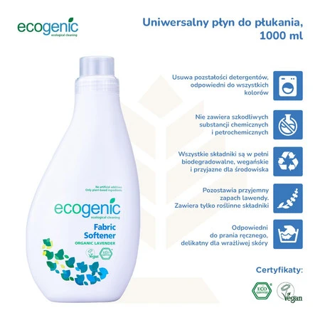 Ecogenic,Hipoalergiczny płyn do zmiękczania, Lawenda, 1000 ml