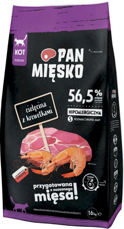 PAN MIĘSKO Cielęcina z Krewetkami dla kota S 1,6kg