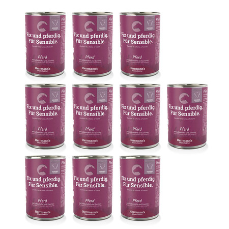 Zestaw 10x HERRMANN'S Selection Sensitive Dog Pferd - konina z cukinią i batatami (400g)